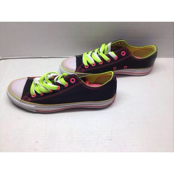 Converse Double Layer Black Hot Pink Neon Green Women 8 / Men 6 Unique Shoes - Picture 4 of 9